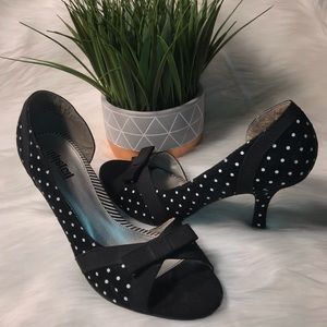 Unlisted black and white polka dot peep toe heel